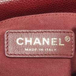 Pre Owned Chanel Burgundy Quilted Cavair Leather Mini Chain Soul Flap Bag