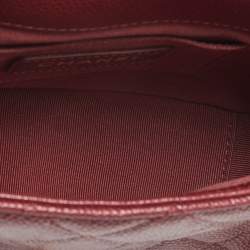 Pre Owned Chanel Burgundy Quilted Cavair Leather Mini Chain Soul Flap Bag