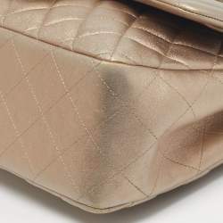Pre Owned Chanel Metallic Quilted Leather Jumbo Classic Double Flap Bag