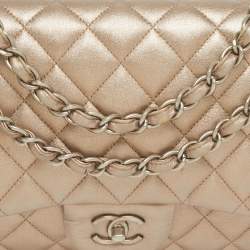 Pre Owned Chanel Metallic Quilted Leather Jumbo Classic Double Flap Bag