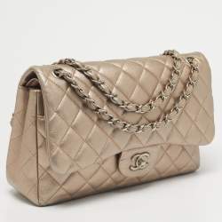 Pre Owned Chanel Metallic Quilted Leather Jumbo Classic Double Flap Bag