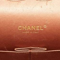 Pre Owned Chanel Metallic Brown Quilted Leather Maxi Classic Double Flap Bag