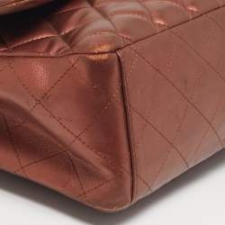 Pre Owned Chanel Metallic Brown Quilted Leather Maxi Classic Double Flap Bag