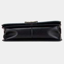 Pre Owned Chanel Black Old Medium Quilted Lambskin Boy Flap