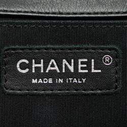 Pre Owned Chanel Black Old Medium Quilted Lambskin Boy Flap