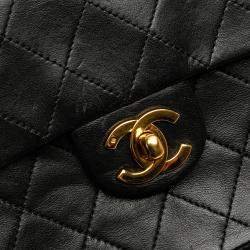Pre Owned Chanel Black Mini Square Classic Lambskin Single Flap