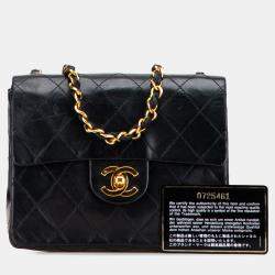 Pre Owned Chanel Black Mini Square Classic Lambskin Single Flap