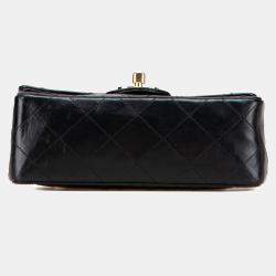 Pre Owned Chanel Black Mini Square Classic Lambskin Single Flap