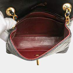 Pre Owned Chanel Black Mini Square Classic Lambskin Single Flap