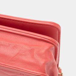 مملوكة مسبقًا محفظة شانيل سلسلة على المحفظة صبي جلد خروف وردي