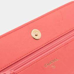 مملوكة مسبقًا محفظة شانيل سلسلة على المحفظة صبي جلد خروف وردي