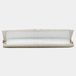 Pre Owned Chanel White CC Quilted Lambskin Single Flap