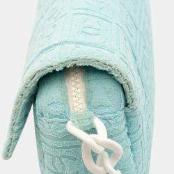 Pre Owned Chanel Blue Terry Cloth Sport Line Flap