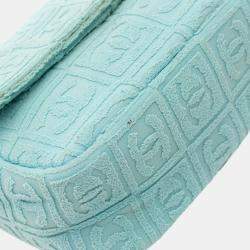 Pre Owned Chanel Blue Terry Cloth Sport Line Flap