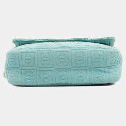 Pre Owned Chanel Blue Terry Cloth Sport Line Flap