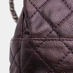 Pre Owned Chanel Purple Jumbo Quilted Iridescent Caviar Easy Flap