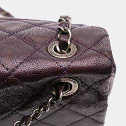 Pre Owned Chanel Purple Jumbo Quilted Iridescent Caviar Easy Flap