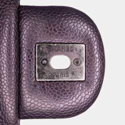 Pre Owned Chanel Purple Jumbo Quilted Iridescent Caviar Easy Flap