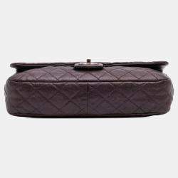 Pre Owned Chanel Purple Jumbo Quilted Iridescent Caviar Easy Flap