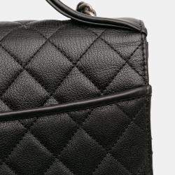 Pre Owned Chanel Black Medium Quilted Goatskin CC University Flap