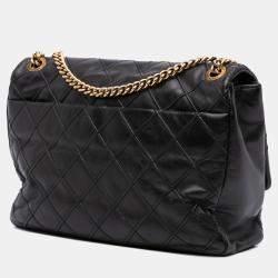 Pre Owned Chanel Black Large Reissue 2.55 Diamond Debossed Calfskin Cosmos Flap