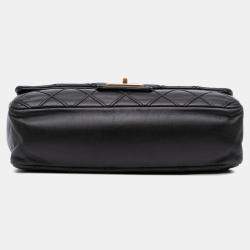 Pre Owned Chanel Black Large Reissue 2.55 Diamond Debossed Calfskin Cosmos Flap