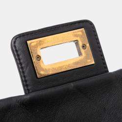 Pre Owned Chanel Black Large Reissue 2.55 Diamond Debossed Calfskin Cosmos Flap
