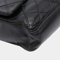 Pre Owned Chanel Black Large Reissue 2.55 Diamond Debossed Calfskin Cosmos Flap