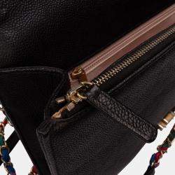 Pre Owned Chanel Black Paris Cuba Medium Caviar Thread Around Flap