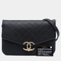 Pre Owned Chanel Black Paris Cuba Medium Caviar Thread Around Flap