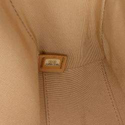 Pre Owned Chanel Beige Brown Medium Quilted Calfskin Label Click Flap