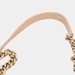 Pre Owned Chanel Beige Brown Medium Quilted Calfskin Label Click Flap