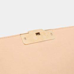 Pre Owned Chanel Beige Brown Medium Quilted Calfskin Label Click Flap