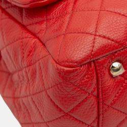 Pre Owned Chanel Red XXL Quilted Calfskin Travel Flap