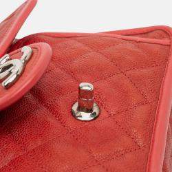 Pre Owned Chanel Red Small Caviar French Riviera Flap