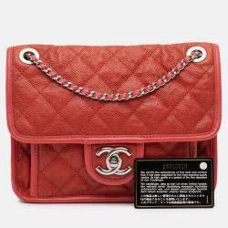 Pre Owned Chanel Red Small Caviar French Riviera Flap