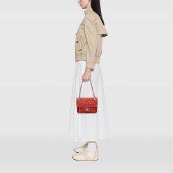 Pre Owned Chanel Red Small Caviar French Riviera Flap