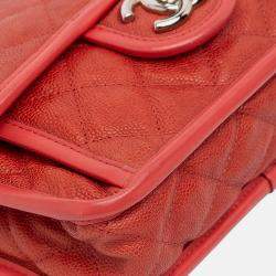 Pre Owned Chanel Red Small Caviar French Riviera Flap