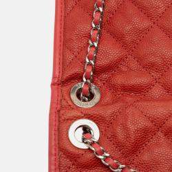 Pre Owned Chanel Red Small Caviar French Riviera Flap