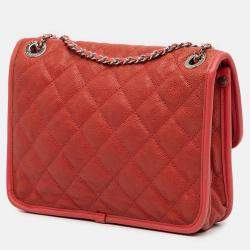 Pre Owned Chanel Red Small Caviar French Riviera Flap