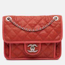 Pre Owned Chanel Red Small Caviar French Riviera Flap