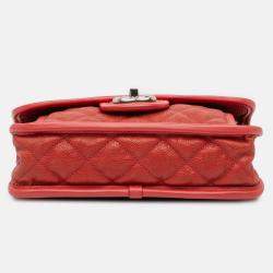 Pre Owned Chanel Red Small Caviar French Riviera Flap