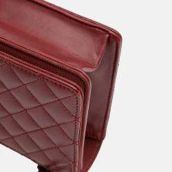 Pre Owned Chanel Red Small Quilted Lambskin Ballerine Flap Bag