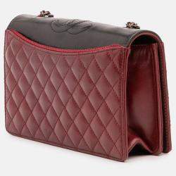 Pre Owned Chanel Red Small Quilted Lambskin Ballerine Flap Bag