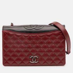 Pre Owned Chanel Red Small Quilted Lambskin Ballerine Flap Bag