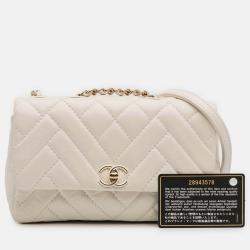 Pre Owned Chanel Cream Small Mix Quilted Aged Calfskin New Clutch Flap
