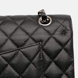 Pre Owned Chanel Black Medium Classic Caviar Double Flap