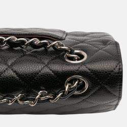 Pre Owned Chanel Black Medium Classic Caviar Double Flap