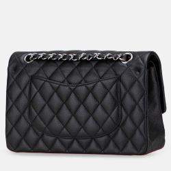 Pre Owned Chanel Black Medium Classic Caviar Double Flap
