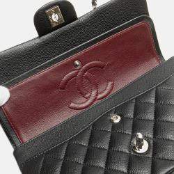 Pre Owned Chanel Black Medium Classic Caviar Double Flap